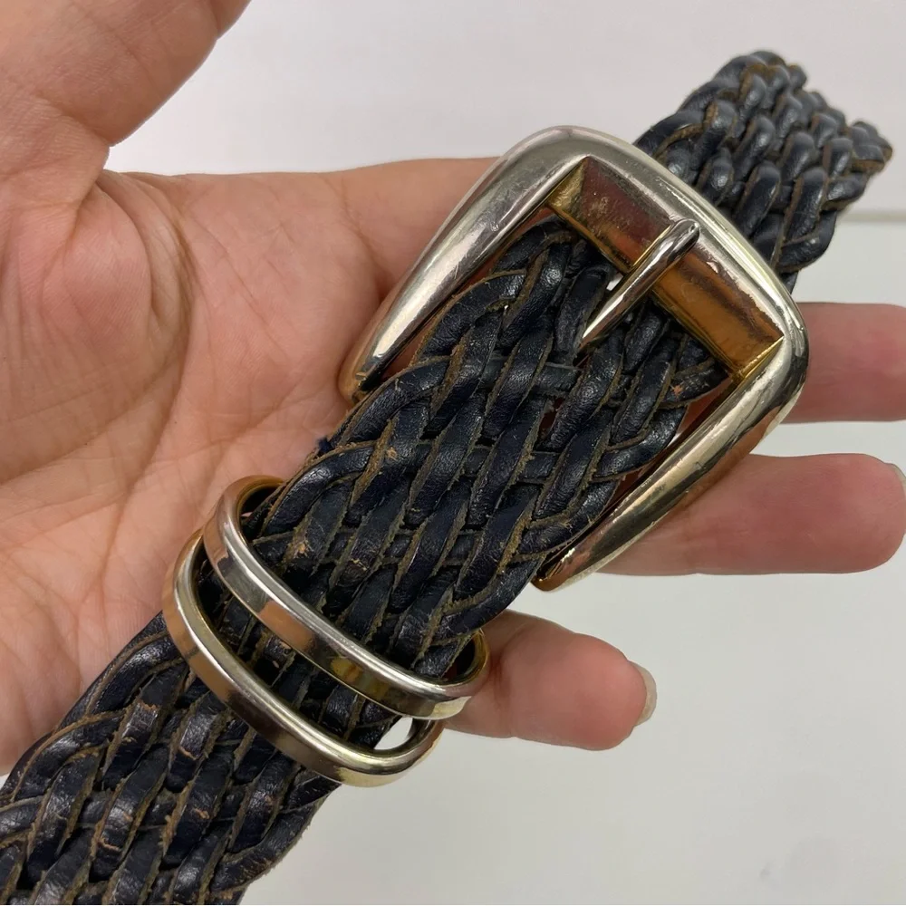 Talbots Navy Blue Braided‎ Leather Belt